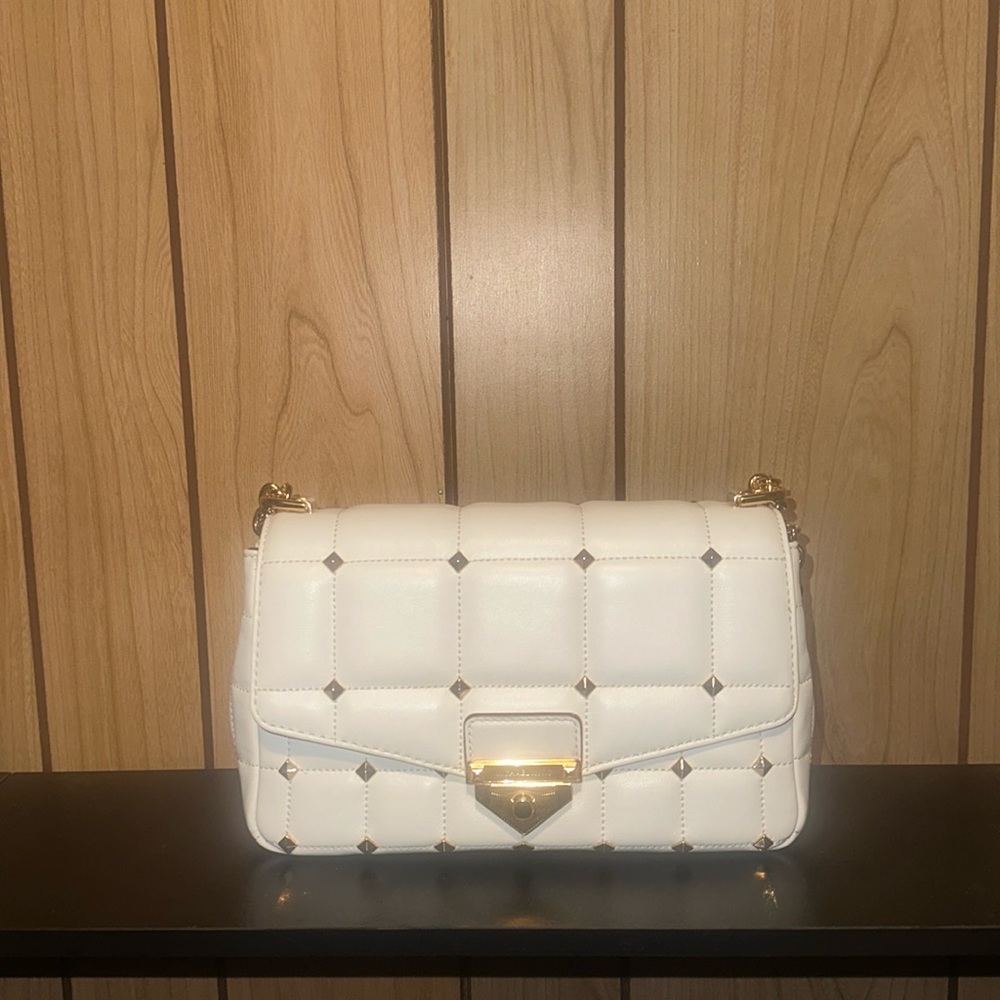 Michael Kors White Studded Soho Chain Shoulder bag